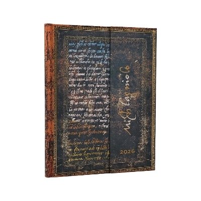 2026 Michelangelo, Handwriting (Embellished Manuscripts Collection) Ultra 12-month Horizontal Hardcover Flexi Dayplanner 2026 (Wrap Closure) -  Paperblanks