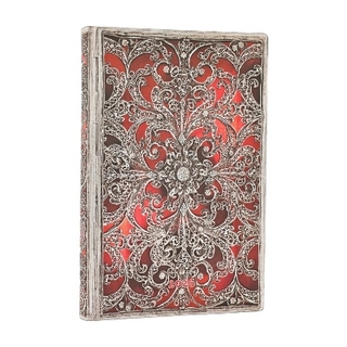 2026 Garnet (Silver Filigree Collection) Mini 12-month Horizontal Softcover Flexi Dayplanner 2026 (Elastic Band Closure)