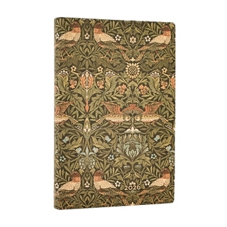 2026 Morris Birds (William Morris) Mini 12-month Horizontal Softcover Flexi Dayplanner 2026 (Elastic Band Closure)