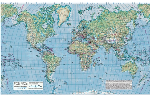 Physische Weltkarte Van der Grinten