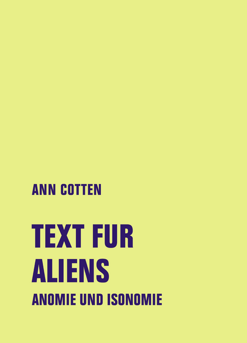 Text fur Aliens - Ann Cotten