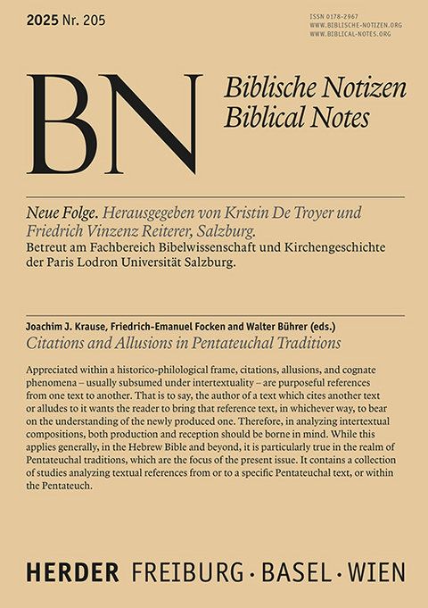 Citations and Allusions in Pentateuchal Traditions - Joachim J. Krause, Friedrich-Emanuel Focken, Walter B&uuml;hrer, Yigal Levin, Sarah Schulz, Bart J. Koet, Deborah Storek, Lars Maskow, Christophe Nihan, Jordan Davis