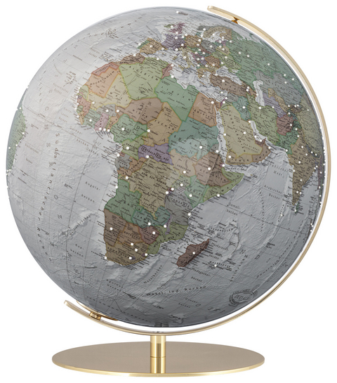 COLUMBUS DUO ALBA Regent Tischglobus mit SWAROVSKI ZIRCONIA Ziersteinen, &Oslash; 40 cm