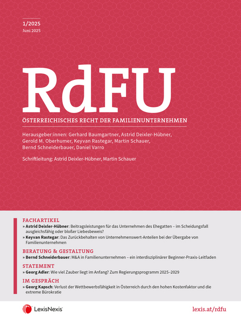 RdFU - &Ouml;sterreichisches Recht der Familienunternehmen - 