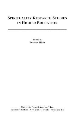 Spirituality Research Studies in Higher Education - 