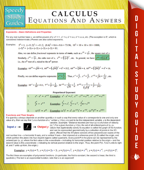 Calculus Equations And Answers (Speedy Study Guides) - Speedy Publishing