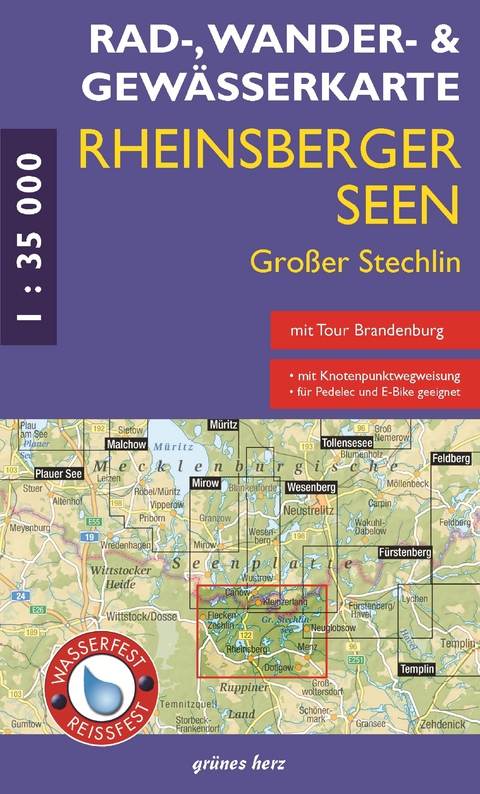 Rad - Wander- und Gew&auml;sserkarte Rheinsberger Seen, Gro&szlig;er Stechlin