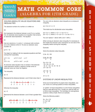 Math Common Core (Algebra for 12th Grade) (Speedy Study Guides)