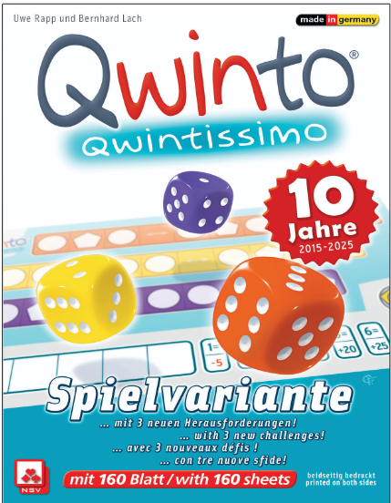 QWINTISSIMO - allererster Variantenblock für das Spiel Qwinto (ZUSATZBLÖCKE) - 
