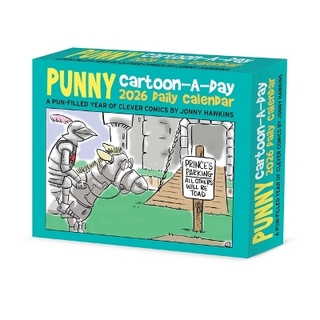 Punny Cartoon-A-Day by Jonny Hawkins 2026 5.4 X 6.2 Box Calendar
