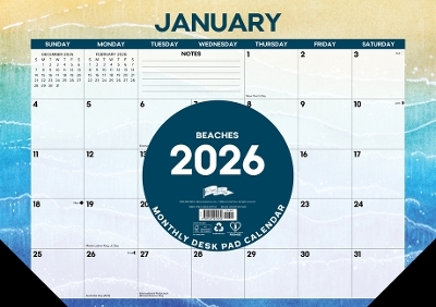 Beaches 2026 17 X 12 Small Monthly Deskpad -  Willow Creek Press