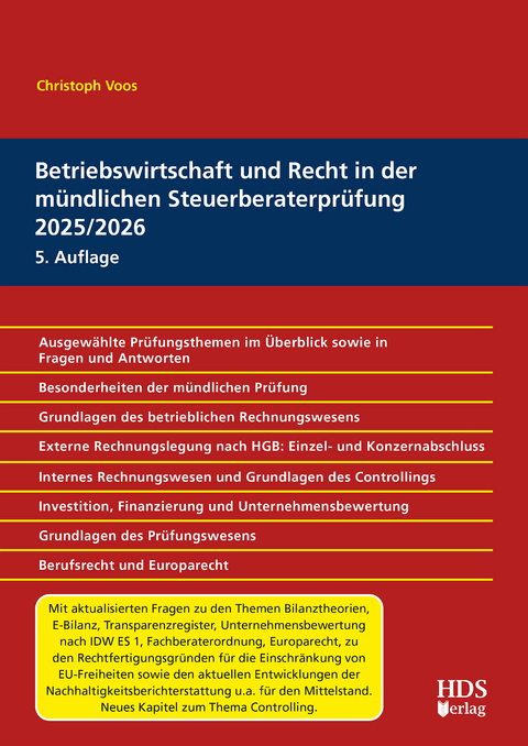 Betriebswirtschaft und Recht in der mündlichen Steuerberaterprüfung 2025/2026 - Christoph Voos