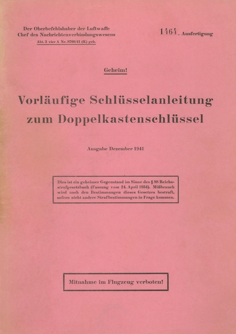 Vorl&auml;ufige Schl&uuml;sselanleitung zum Doppelkastenschl&uuml;ssel - 