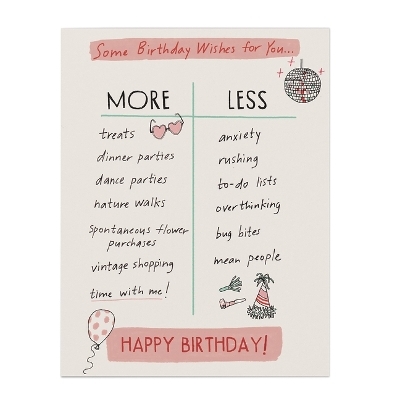 Julia Rothman Birthday More/Less Greeting Cards -  Em &  Friends