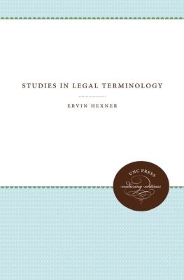 Studies in Legal Terminology - Ervin Hexner