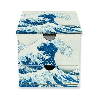 Katsushika Hokusai: The Great Wave Flame Tree Memo Block in Box with Drawer