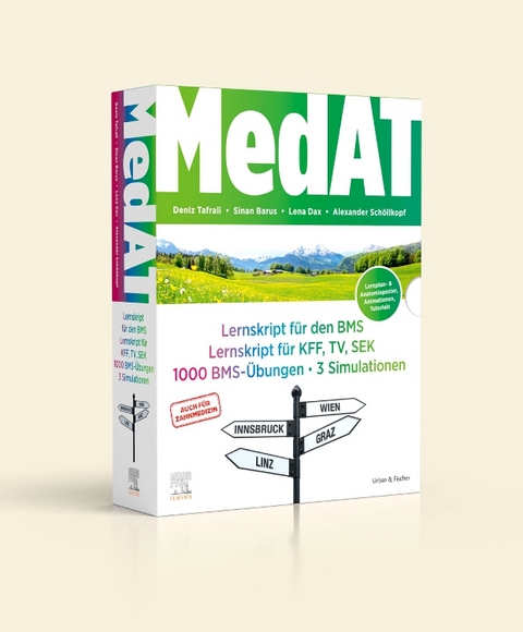 MedAT Kompendium - Lernskript für den BMS, Lernskript für KFF, TV, SEK, 1000 BMS-Übungen, 3 Simulationen im Schuber - Deniz Tafrali, Sinan Barus, Lena Dax, Alexander Schöllkopf
