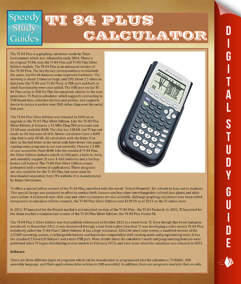 Ti 84 Plus Calculator - Speedy Publishing