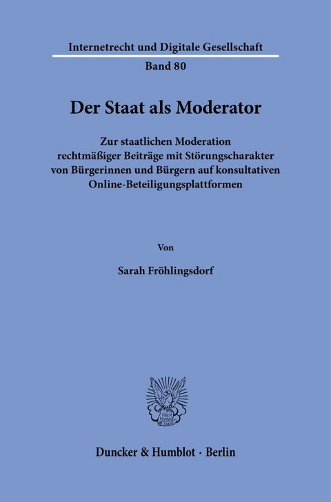 Der Staat als Moderator - Sarah Fröhlingsdorf