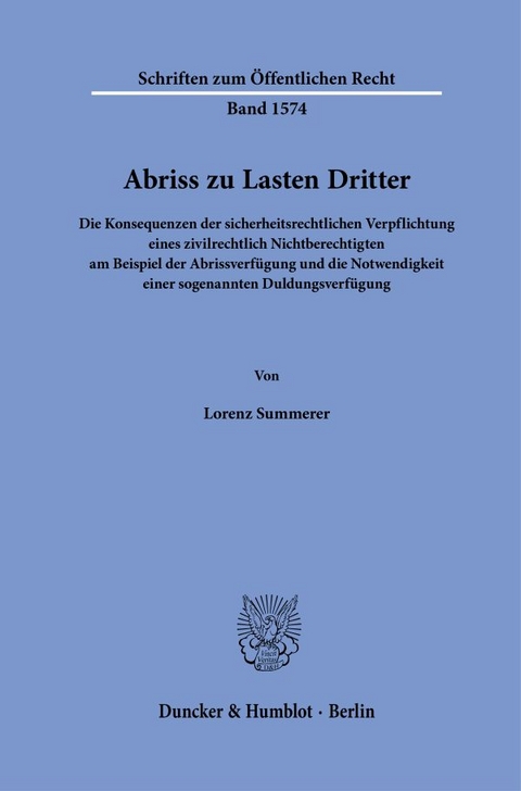 Abriss zu Lasten Dritter - Lorenz Summerer