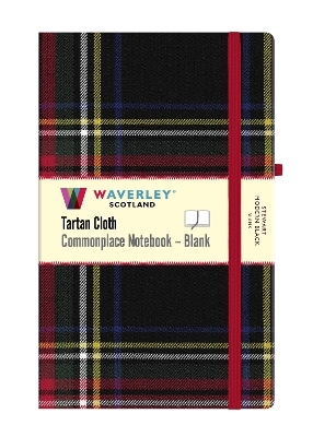 Stewart Modern Black Tartan Hardback Blank Notebook: Large 21cm x 13cm - Waverley Scotland