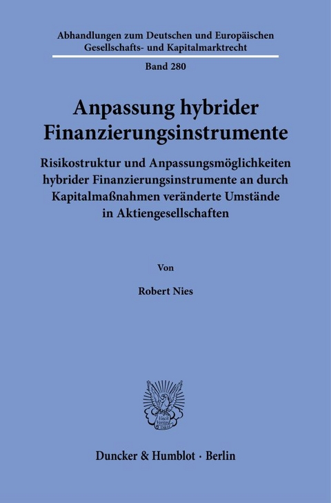 Anpassung hybrider Finanzierungsinstrumente - Robert Nies