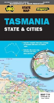 Tasmania State & Cities 719 Map 10th ed (waterproof) -  UBD Gregory's