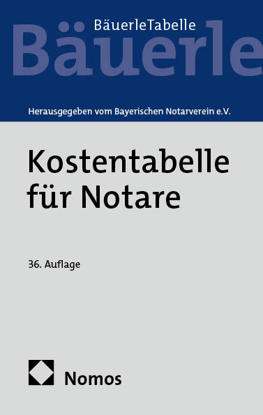 Kostentabelle f&uuml;r Notare