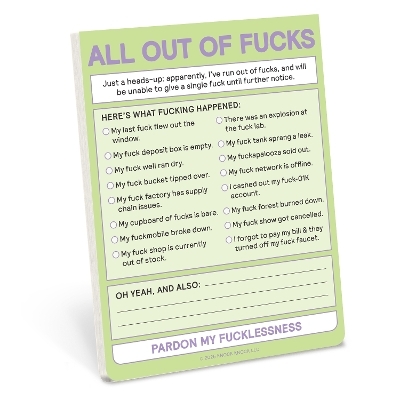 Knock Knock All Out of Fucks Nifty Note (Pastel Version) -  Knock Knock