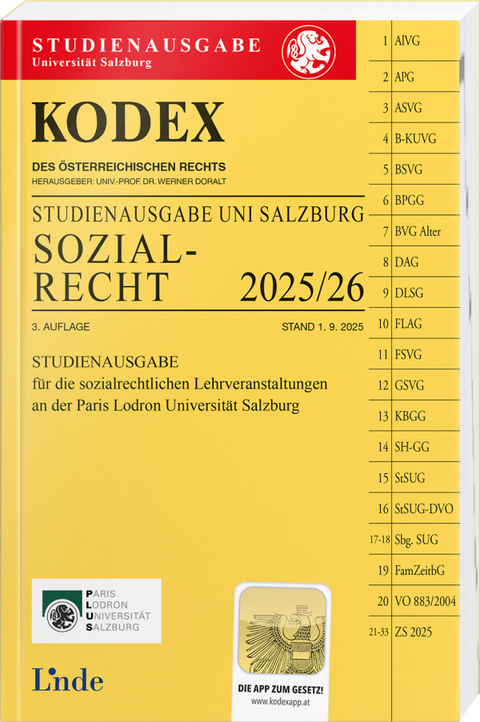 KODEX Studienausgabe Sozialrecht Salzburg 2025/26 - 