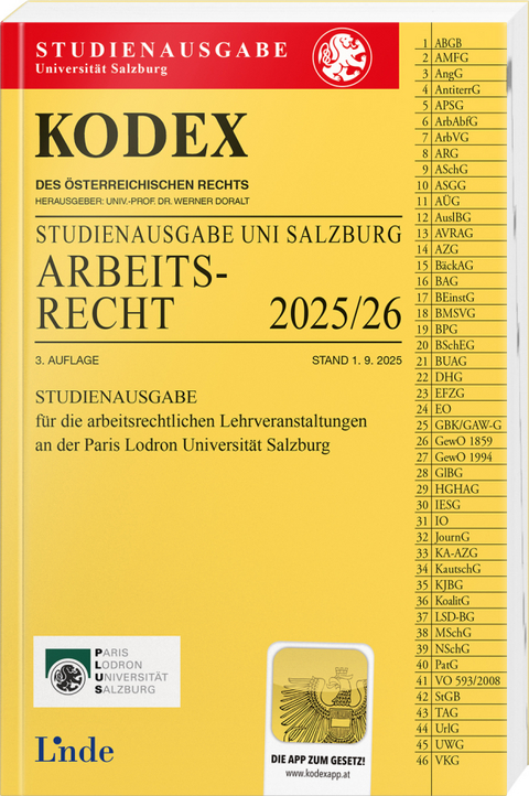 KODEX Studienausgabe Arbeitsrecht Salzburg 2025/26 - 
