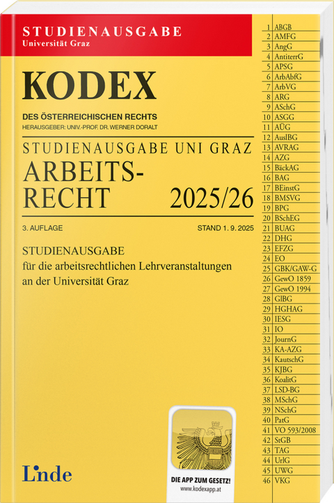 KODEX Studienausgabe Arbeitsrecht Graz 2025/26 - 