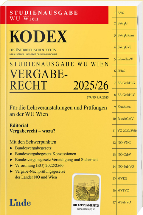 KODEX Studienausgabe Vergaberecht 2025/26 - David Bodingbauer
