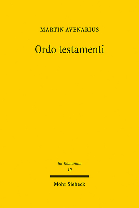 Ordo testamenti - Martin Avenarius