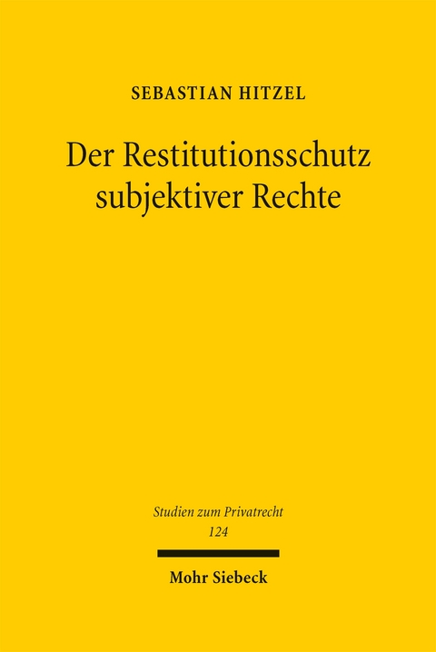 Der Restitutionsschutz subjektiver Rechte - Sebastian Hitzel