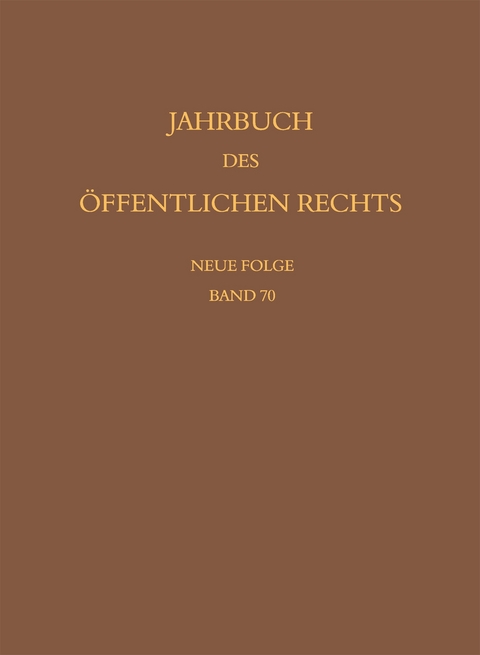 Jahrbuch des &ouml;ffentlichen Rechts der Gegenwart. Neue Folge - 