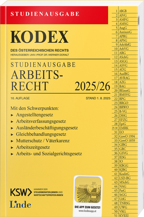 KODEX Studienausgabe Arbeitsrecht 2025/26 - 