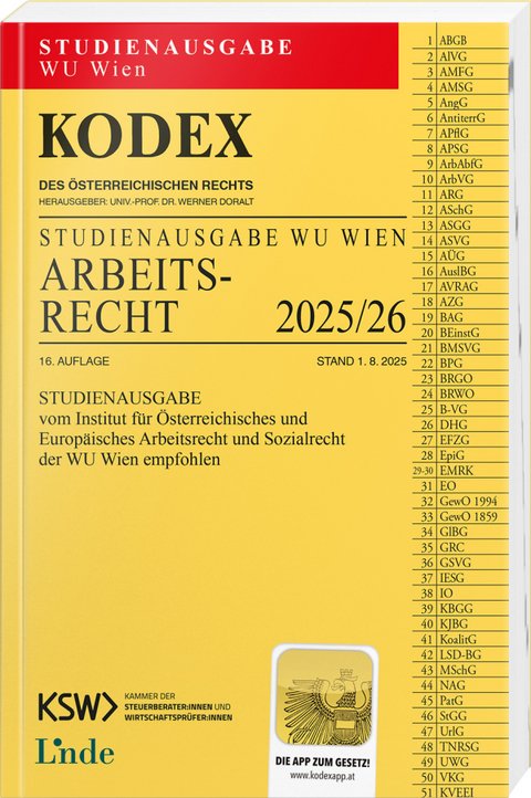 KODEX Studienausgabe Arbeitsrecht WU 2025/26 - 
