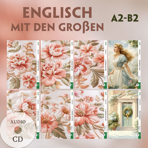 Englisch mit den Gro&szlig;en A2-B2 (8 Hardcover+ Audio-CDs) - Jane Austen, Charles Dickens, Lewis Carroll