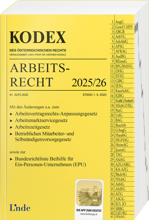 KODEX Arbeitsrecht 2025/26 - Edda Stech, Gerda Ercher-Lederer