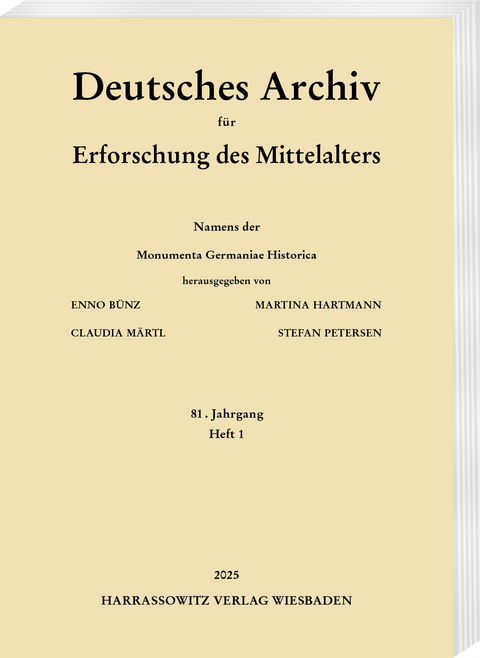 Deutsches Archiv f&uuml;r Erforschung des Mittelalters 81 (2025)1 - 