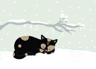 Grußkarte Weihnachten Katze