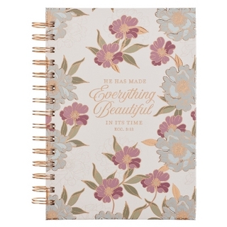 Journal Spiral-Bound White Floral Everything Beautiful Ecc. 3:11
