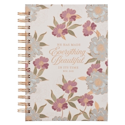 Journal Spiral-Bound White Floral Everything Beautiful Ecc. 3:11 - 