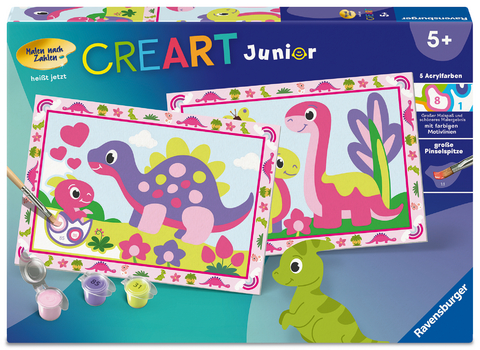 CreArt, Malen nach Zahlen Junior - Bunte Dinosaurier