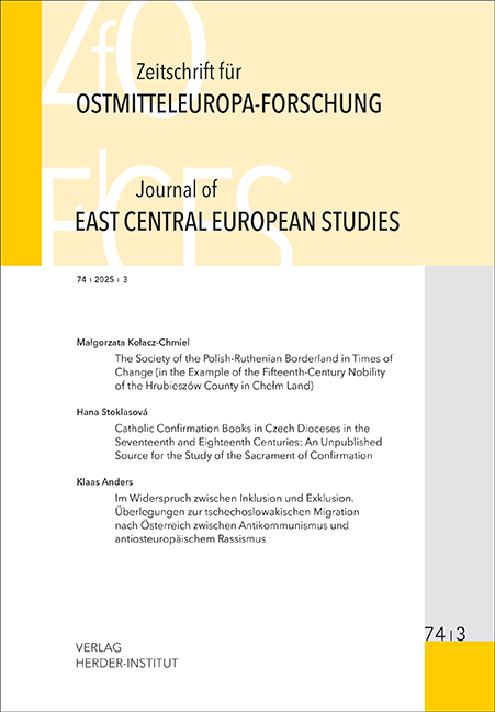 Zeitschrift f&uuml;r Ostmitteleuropa-Forschung (ZfO) 74/3 / Journal of East Central European Studies (JECES) 74/3 - 