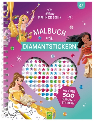 Disney Prinzessin Malbuch mit Diamantstickern | Malspaß mit über 500 funkelnden Glitzersteinen