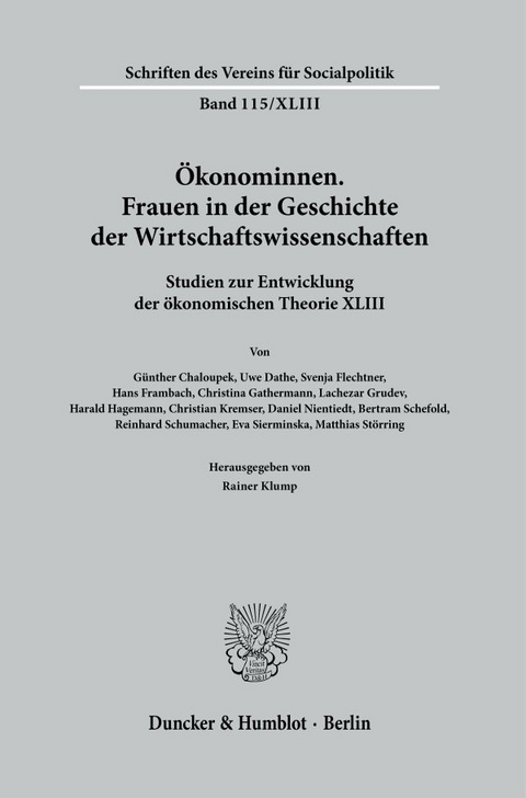 &Ouml;konominnen. Frauen in der Geschichte der Wirtschaftswissenschaften - 