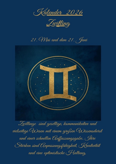 Sternzeichen Zwilling Kalender 2026 - Elke Strobel