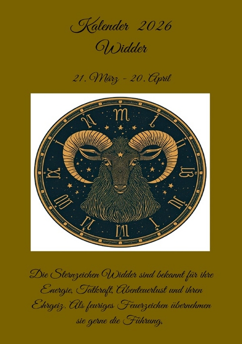 Sternzeichen Widder Kalender 2026 - Elke Strobel